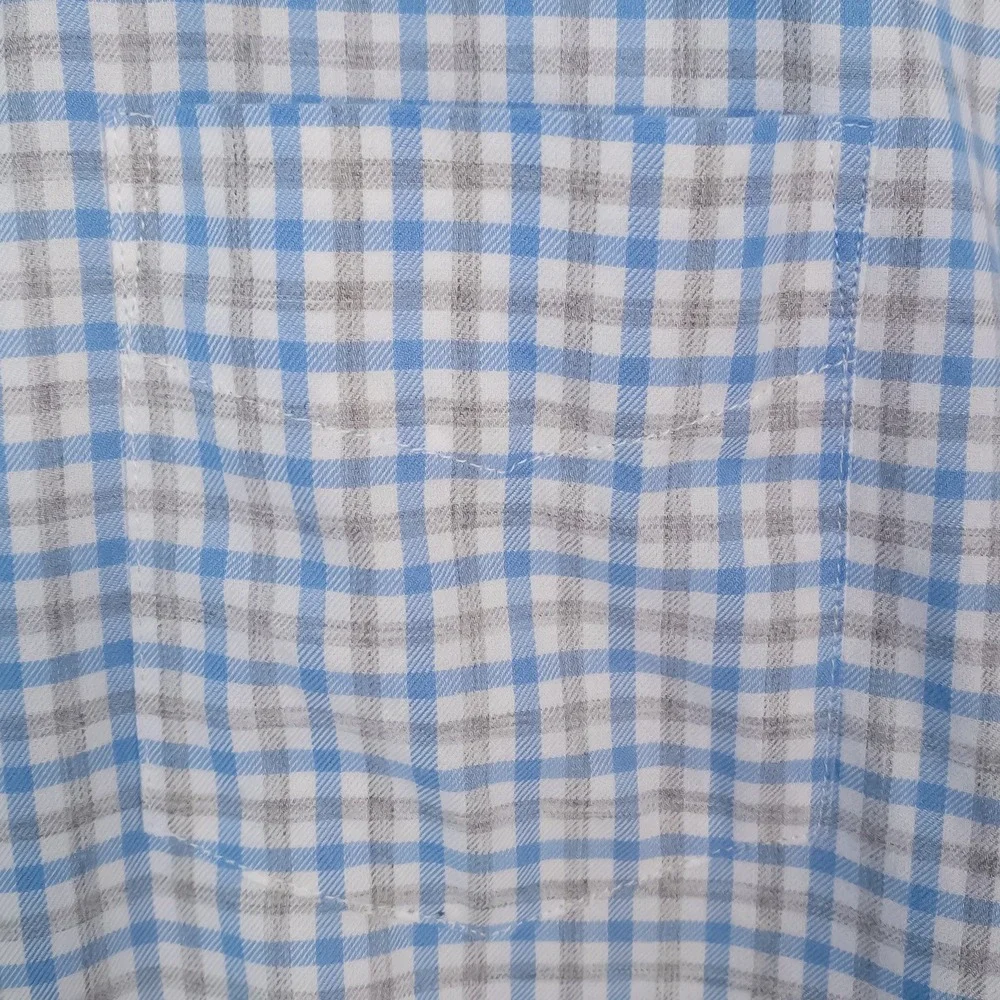 UNTUCKit Button-Down Mens Large Blue Grey Gingham Slim Fit Cotton Shirt